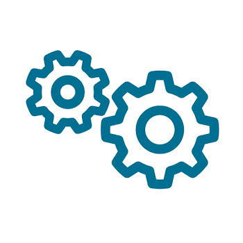 Two blue gears on black background